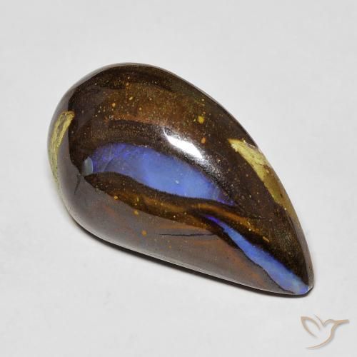 13.03 ct Multicolor Boulder Opal Stone, Natural Boulder Opal in Pear Cabochon Shape for Sale