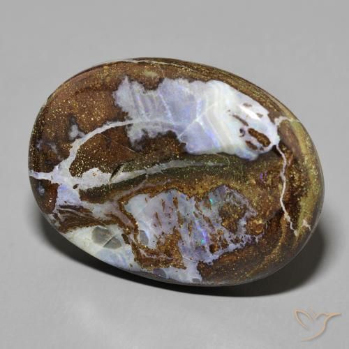 50.24 ct Multicolor Boulder Opal Stone, Natural Boulder Opal in Oval Cabochon Shape for Sale