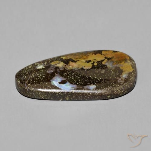 Boulder Opal Gemstone in 9.7 x 17.3 mm Size for Sale, Boulder Opal Stone in Multicolor Color