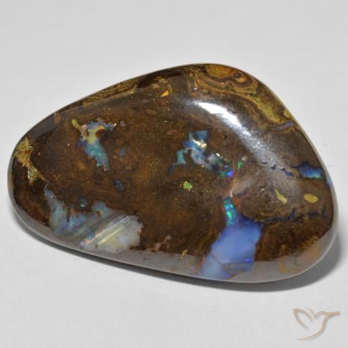 64.32 ct Multicolor Boulder Opal Stone, Natural Boulder Opal in Fancy Cabochon Shape for Sale