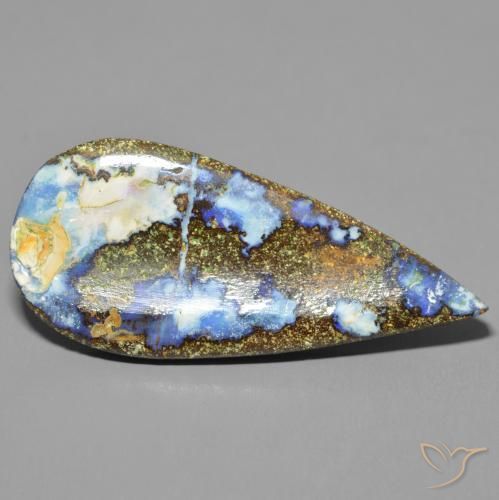 15.73 ct Multicolor Boulder Opal Stone, Natural Boulder Opal in Pear Cabochon Shape for Sale