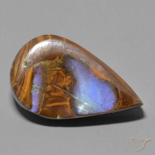 17.20 ct Multicolor Boulder Opal Stone, Natural Boulder Opal in Pear Cabochon Shape for Sale