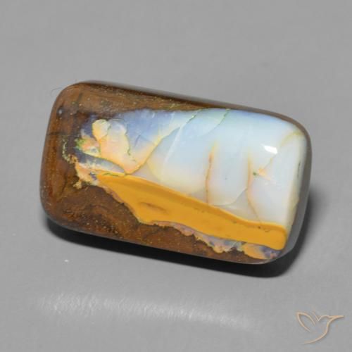 9.18 ct Multicolor Boulder Opal Stone, Natural Boulder Opal in Cushion Cabochon Shape for Sale