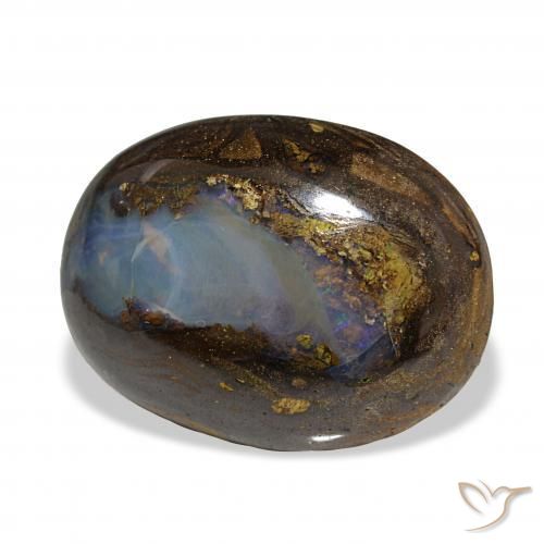 22.64 ct Multicolor Boulder Opal Stone, Natural Boulder Opal in Oval Cabochon Shape for Sale