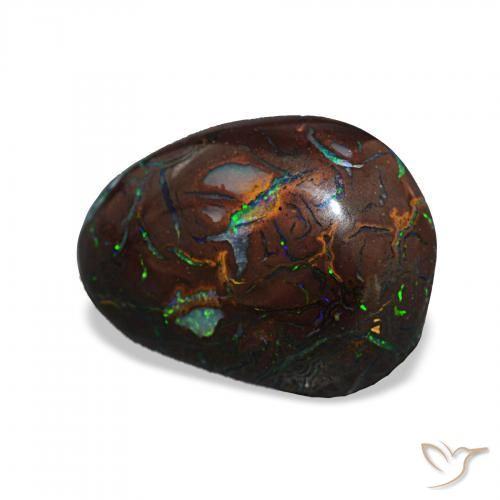 4.49 ct Multicolor Boulder Opal Stone, Natural Boulder Opal in Pear Cabochon Shape for Sale