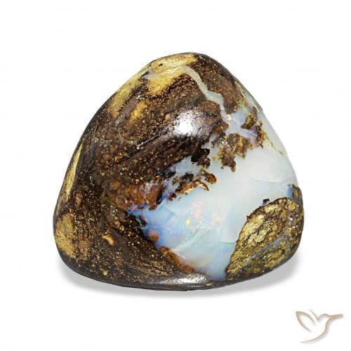 9.69 ct Multicolor Boulder Opal Gemstone, Boulder Opal Gem in Trillion Cabochon Shape for Sale.