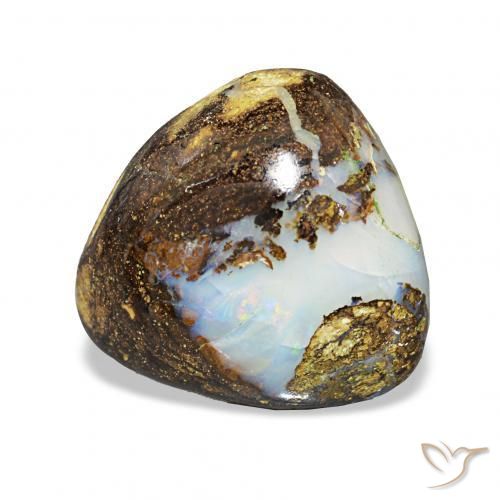 9.69 ct Multicolor Boulder Opal Stone, Natural Boulder Opal in Trillion Cabochon Shape for Sale