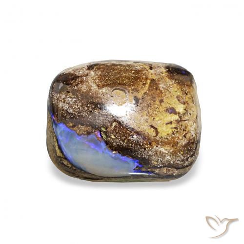 3.16 ct Multicolor Boulder Opal Gemstone, Boulder Opal Gem in Cushion Cabochon Shape for Sale.