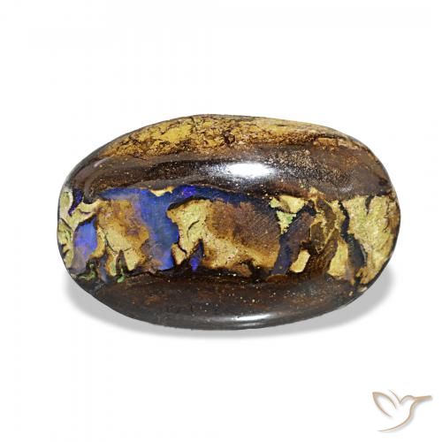 5.40 ct Multicolor Boulder Opal Gemstone, Boulder Opal Gem in Oval Cabochon Shape for Sale.