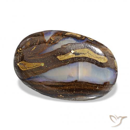 6.73 ct Multicolor Boulder Opal Stone, Natural Boulder Opal in Oval Cabochon Shape for Sale