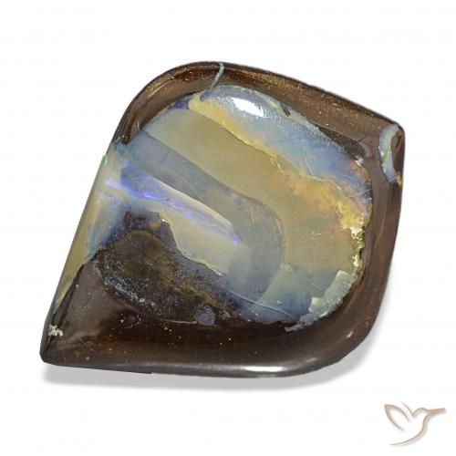 12.16 ct Multicolor Boulder Opal Gemstone, Boulder Opal Gem in Rhomb Cabochon Shape for Sale.