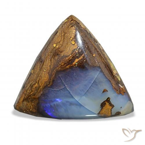 13.99 ct Multicolor Boulder Opal Gemstone, Boulder Opal Gem in Trillion Cabochon Shape for Sale.