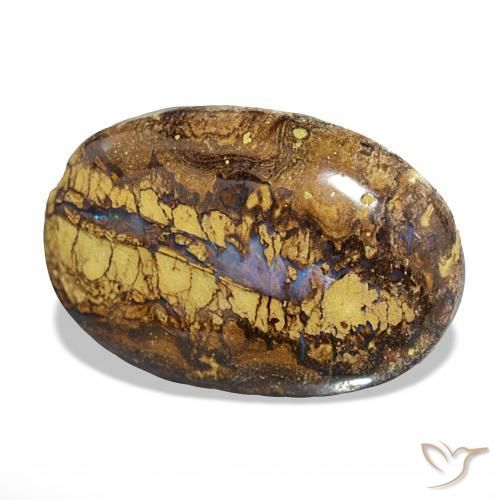 17.98 ct Multicolor Boulder Opal Stone, Natural Boulder Opal in Oval Cabochon Shape for Sale