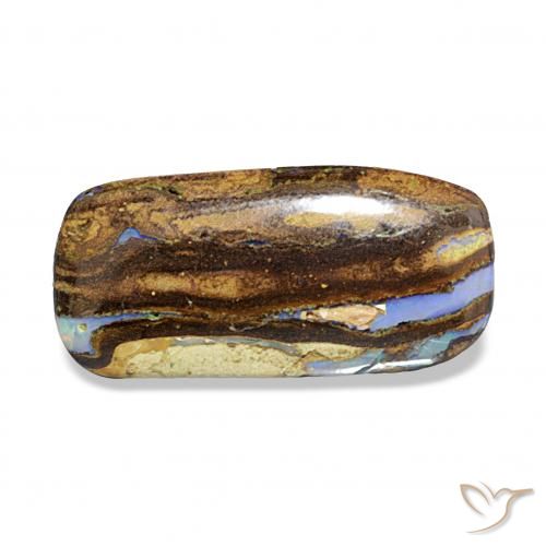 4.57 ct Multicolor Boulder Opal Gemstone, Boulder Opal Gem in Cushion Cabochon Shape for Sale.
