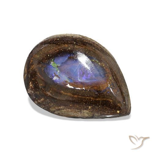 2.95 ct Multicolor Boulder Opal Stone, Natural Boulder Opal in Pear Cabochon Shape for Sale