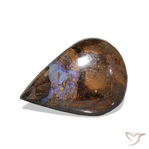 2.53 ct Multicolor Boulder Opal Gemstone, Boulder Opal Gem in Pear Cabochon Shape for Sale.