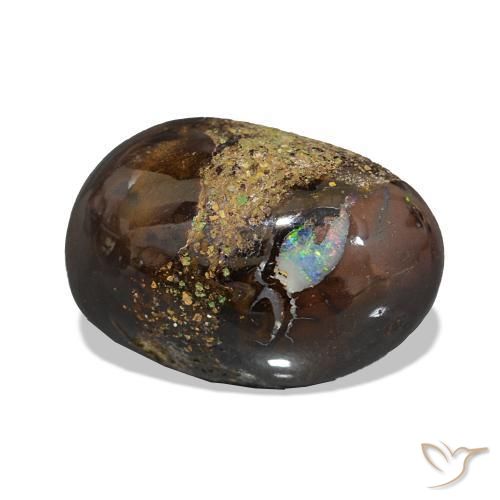 3.94 ct Multicolor Boulder Opal Stone, Natural Boulder Opal in Oval Cabochon Shape for Sale