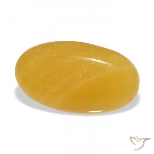 25.97 ct Golden Calcite Stone, Natural Calcite in Oval Cabochon Shape for Sale