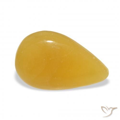12.36 ct Golden Calcite Stone, Natural Calcite in Pear Cabochon Shape for Sale