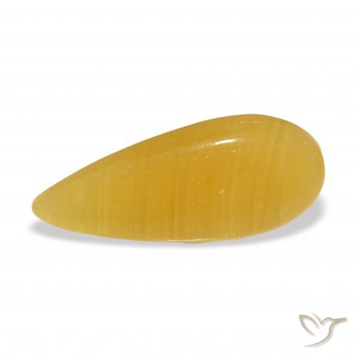 8.33ct Natural Golden-Orange Calcite, Pear Shape, Translucent, Photo A