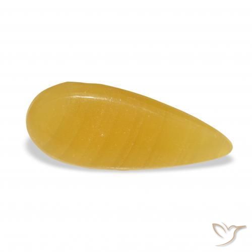 8.33 ct Golden Calcite Stone, Natural Calcite in Pear Cabochon Shape for Sale