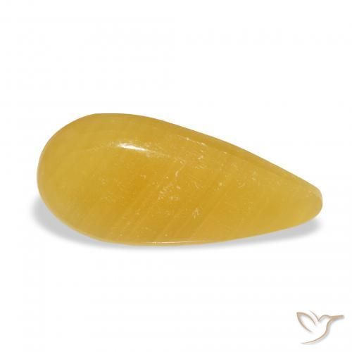 8.23 ct Golden Calcite Stone, Natural Calcite in Pear Cabochon Shape for Sale
