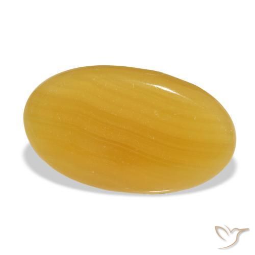 32.11 ct Golden Calcite Stone, Natural Calcite in Oval Cabochon Shape for Sale
