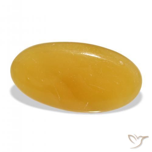 37.16 ct Golden Calcite Stone, Natural Calcite in Oval Cabochon Shape for Sale