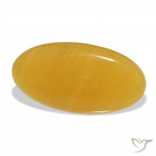 42.42 ct Golden Calcite Stone, Natural Calcite in Oval Cabochon Shape for Sale