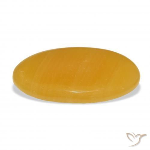 Calcite Gemstone in 39.9 x 21.5 mm Size for Sale, Calcite Stone in Golden-Orange Color