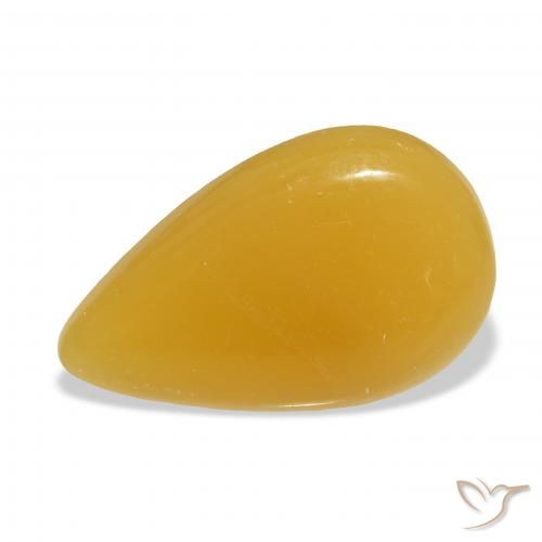 25.69 ct Golden Calcite Gemstone, Calcite Gem in Pear Cabochon Shape for Sale.