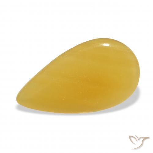 13.24 ct Golden Calcite Gemstone, Calcite Gem in Pear Cabochon Shape for Sale.