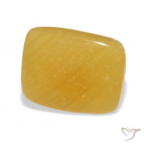 19.82 ct Golden Calcite Stone, Natural Calcite in Cushion Cabochon Shape for Sale