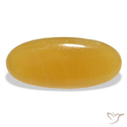33.28 ct Golden Calcite Gemstone, Calcite Gem in Oval Cabochon Shape for Sale.