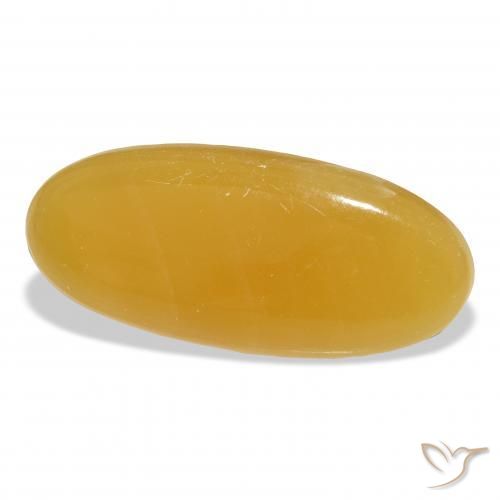 33.28 ct Golden Calcite Stone, Natural Calcite in Oval Cabochon Shape for Sale