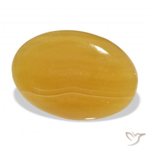 48.69 ct Golden Calcite Stone, Natural Calcite in Oval Cabochon Shape for Sale