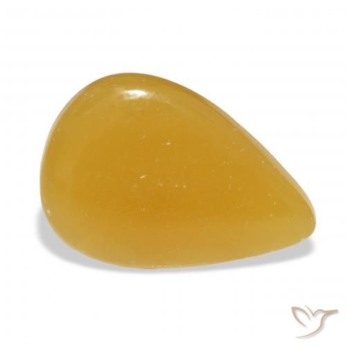 27.87 ct Golden Calcite Stone, Natural Calcite in Pear Cabochon Shape for Sale