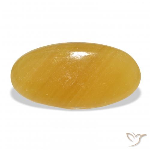 32.34ct Natural Golden-Orange Calcite, Oval, Translucent, Photo A