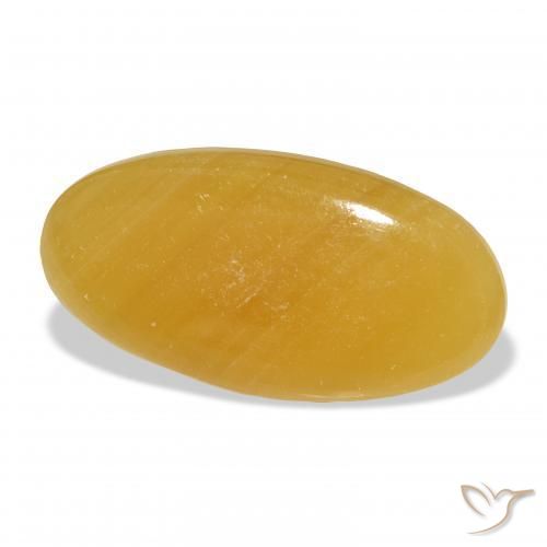 32.34 ct Golden Calcite Stone, Natural Calcite in Oval Cabochon Shape for Sale