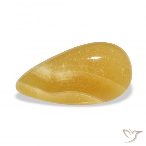 13.68 ct Golden Calcite Gemstone, Calcite Gem in Pear Cabochon Shape for Sale.