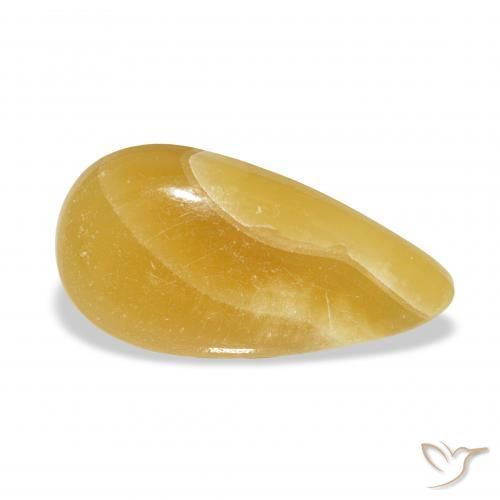 13.68 ct Golden Calcite Stone, Natural Calcite in Pear Cabochon Shape for Sale