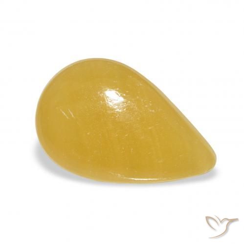 7.28 ct Golden Calcite Stone, Natural Calcite in Pear Cabochon Shape for Sale