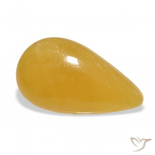 21.41 ct Golden Calcite Stone, Natural Calcite in Pear Cabochon Shape for Sale