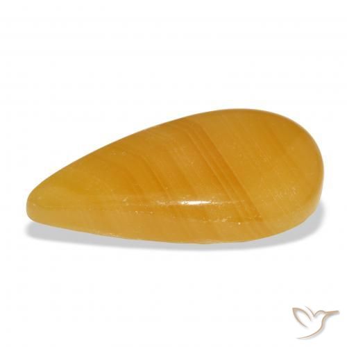 Calcite Gemstone in 38.3 x 19.2 mm Size for Sale, Calcite Stone in Golden-Orange Color