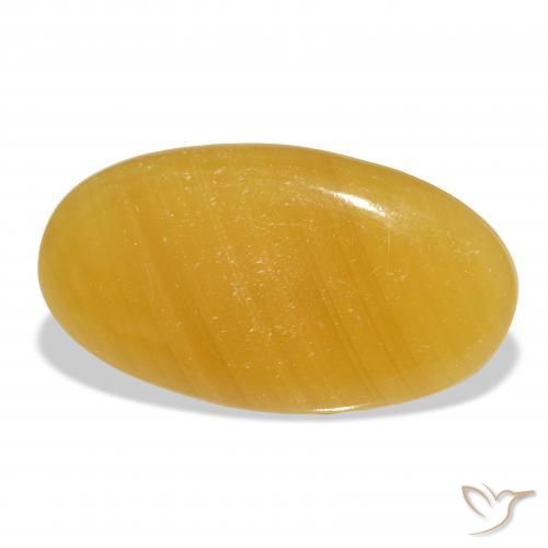 45.38 ct Golden Calcite Stone, Natural Calcite in Oval Cabochon Shape for Sale