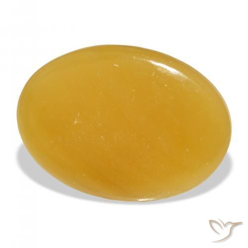 47.69 ct Golden Calcite Stone, Natural Calcite in Oval Cabochon Shape for Sale