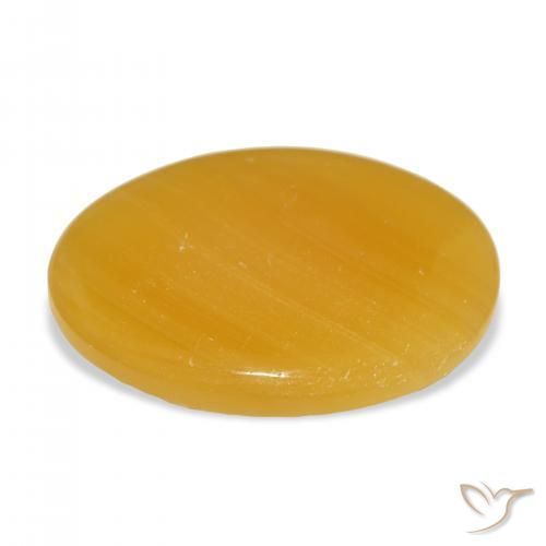 Calcite Gemstone in 37.6 x 27.9 mm Size for Sale, Calcite Stone in Golden-Orange Color