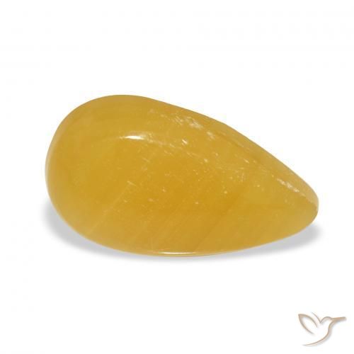 10.61 ct Golden Calcite Stone, Natural Calcite in Pear Cabochon Shape for Sale