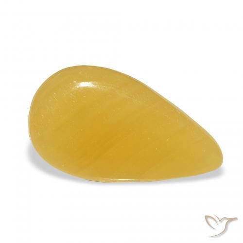 9.31 ct Golden Calcite Stone, Natural Calcite in Pear Cabochon Shape for Sale