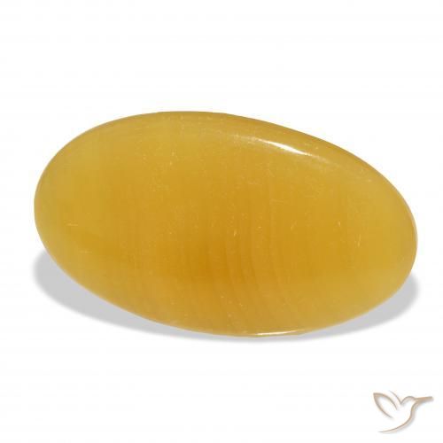 39.11 ct Golden Calcite Stone, Natural Calcite in Oval Cabochon Shape for Sale